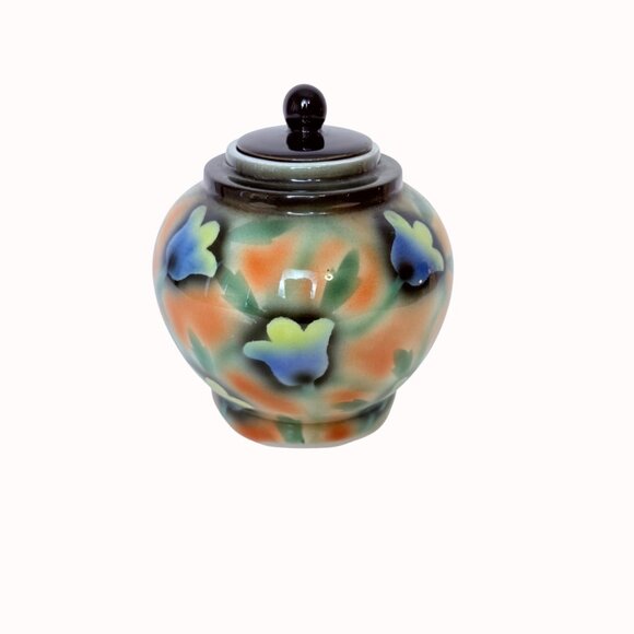 VTG Floral German Ginger Jar Retro Apothecary Style Home Decor Accent Pottery - Picture 13 of 16